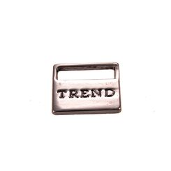  Металлический лейбл пришивной с лого TREND 15х15 мм (1 место 1000шт.) зеркальный черный никель
