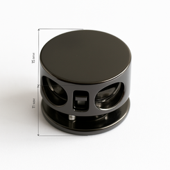 AS10815025 Фиксатор для шнура двухдырочный, металлический, отв. 4 мм, 15×11 мм (1 место 1 деталь) зеркальный черный никель 