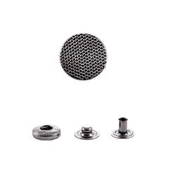12LHK1660+486  Кнопка пружинный контакт  16,5 мм (1шт. из 4 частей) черный никель