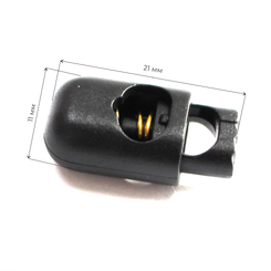 ABS2111 Фиксатор для шнура однодырочный, пластиковый, отв. 6 мм, 21x11 мм, (1*1000) черный 