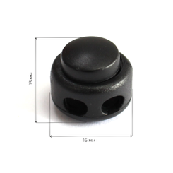 ABS1613 Фиксатор для шнура двухдырочный, пластиковый, отв. 4 мм, 16x13 мм (1*1000) черный